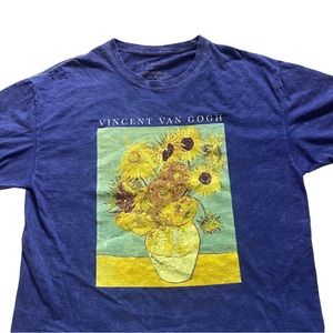 Fifth Sun blue t-shirt with Van Gogh sunflowers painting